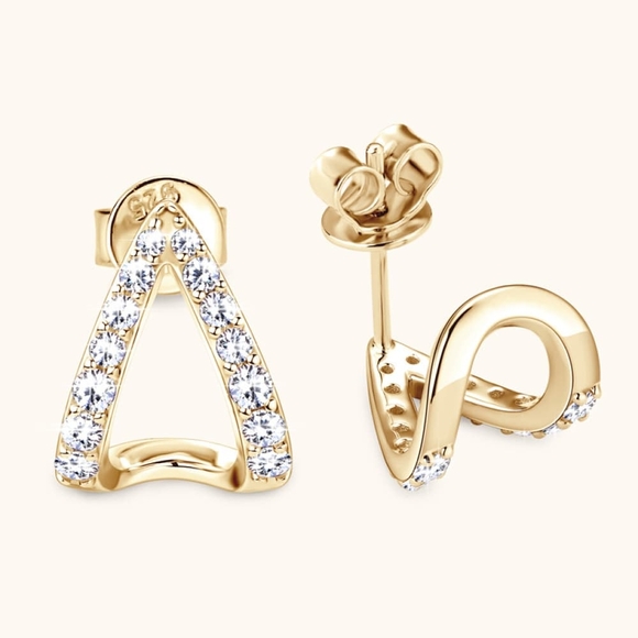 Moissanite Minimalist 925 Sterling Silver Earrings - Picture 2 of 6